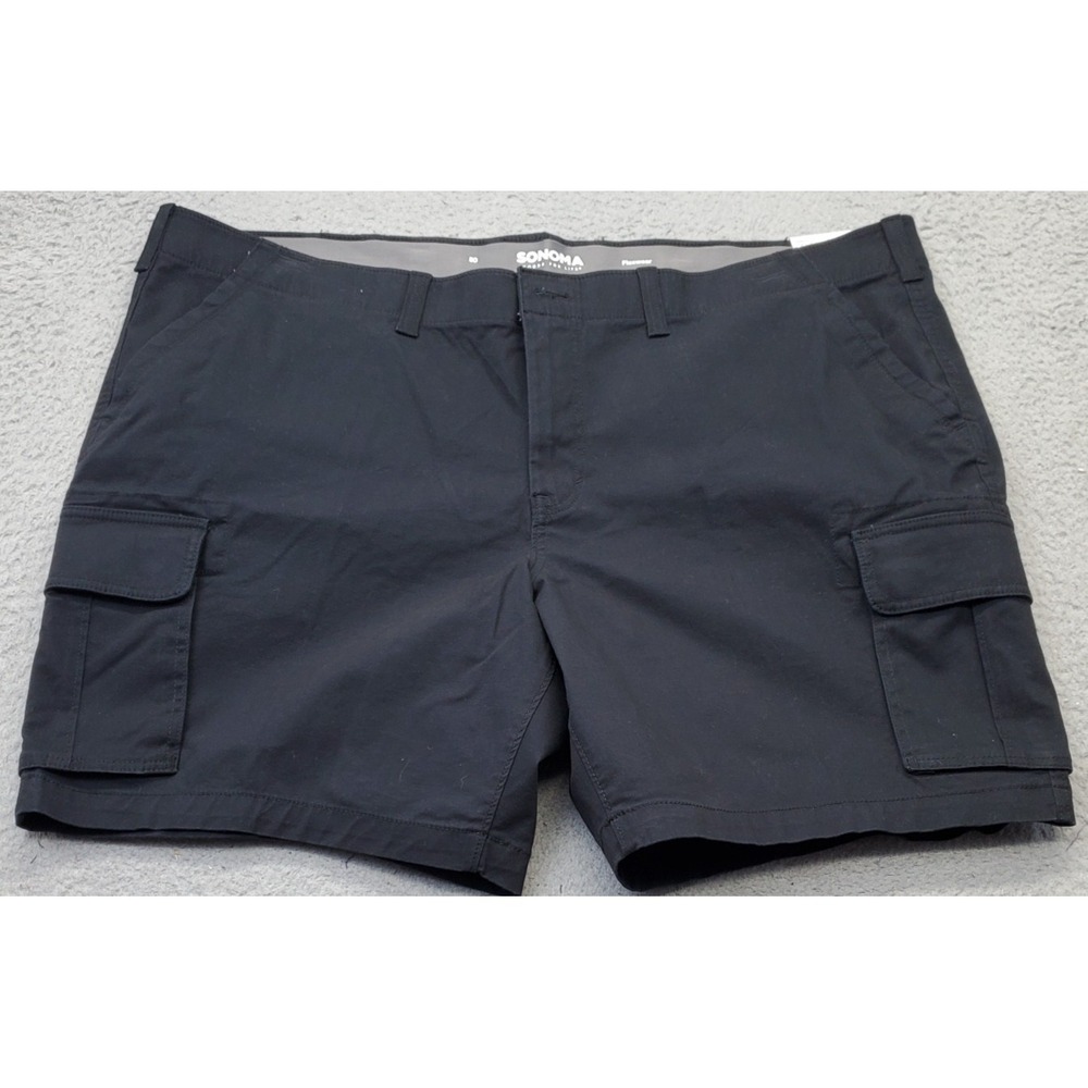 Sonoma Flexwear Golf Cargo‎ Shorts Mens 50 Black Comfort Stretch Waist 9" Inseam